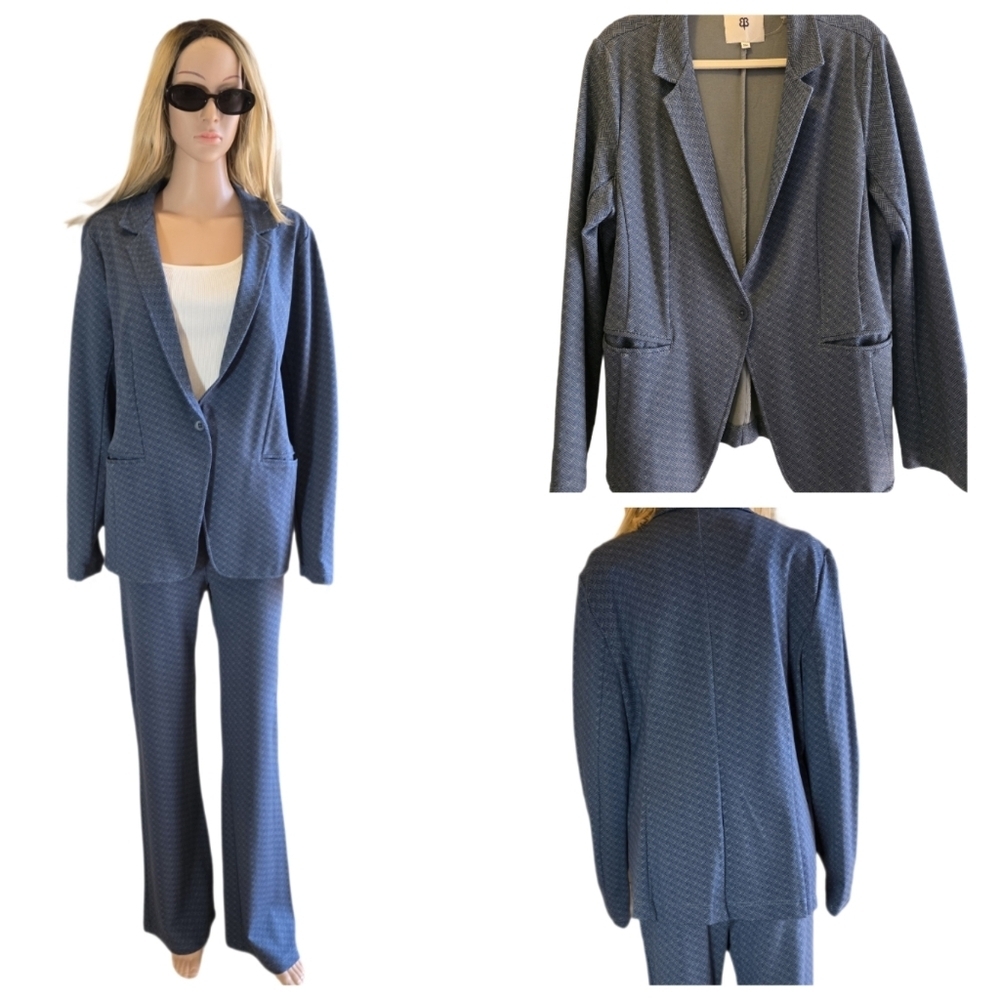 Betabrand Transcendent Blazer in Blue Chevron Pattern XXL EUC